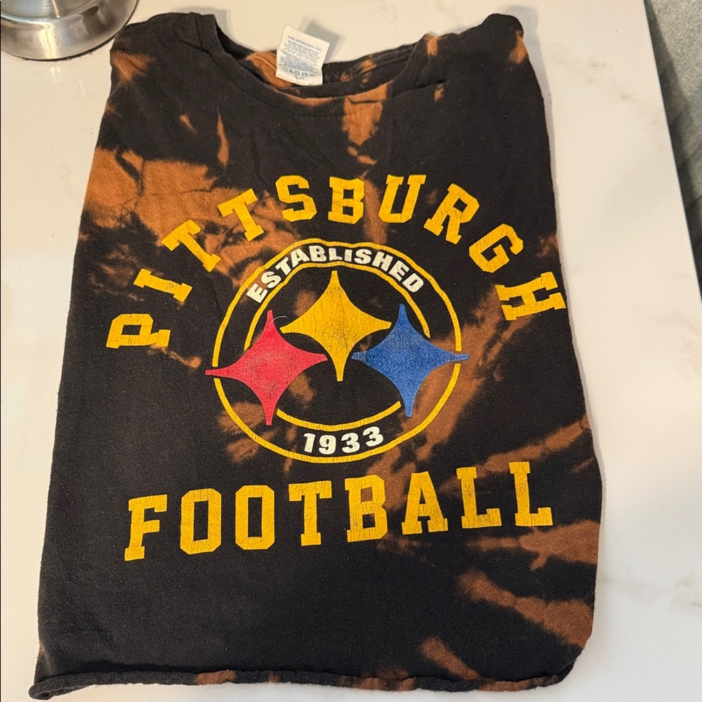 Delta Tie-Dye Football Tee - Black and Orange